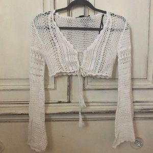 White Knitted Crop Top